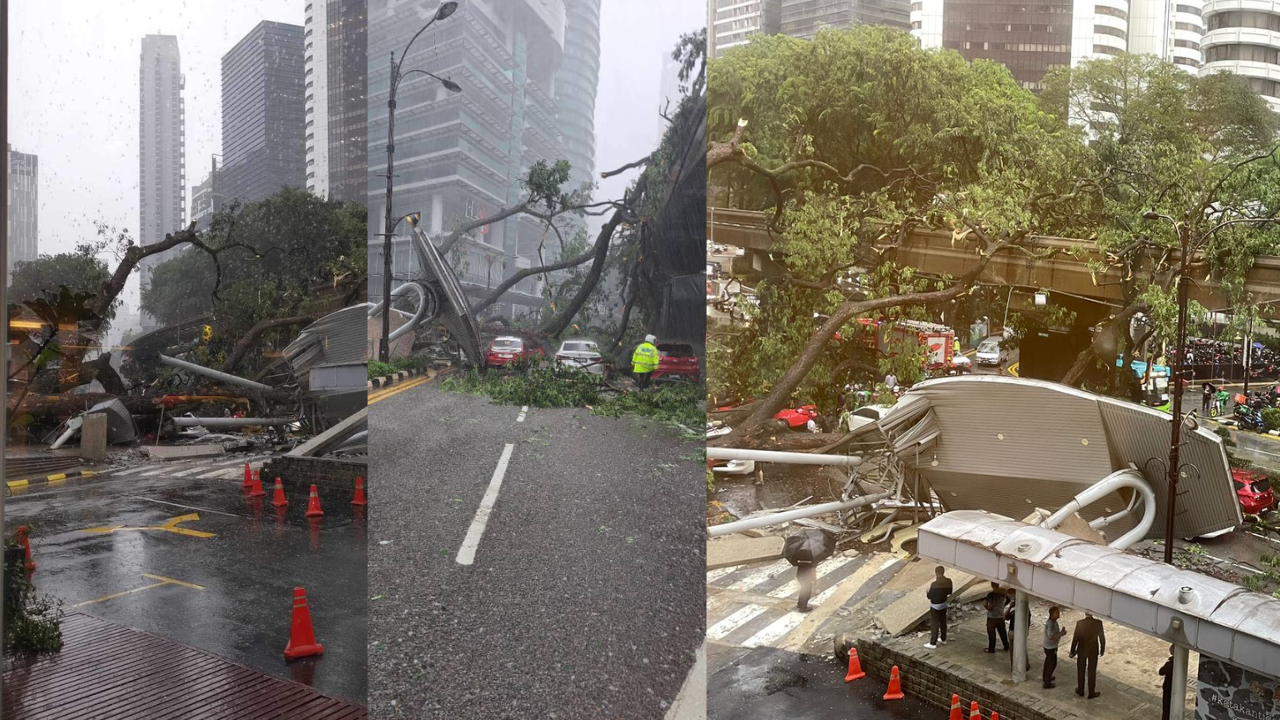 Tree Collapse On Jalan Sultan Ismail Sparks Gridlock Traffic; Vehicles Trapped & Monorail Service Affected