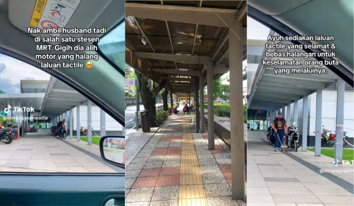 Blind M'sian Clears Path Of Inconveniently Parked Motorcycle On Tactile Paving, Raises Questions On Awareness In Malaysia