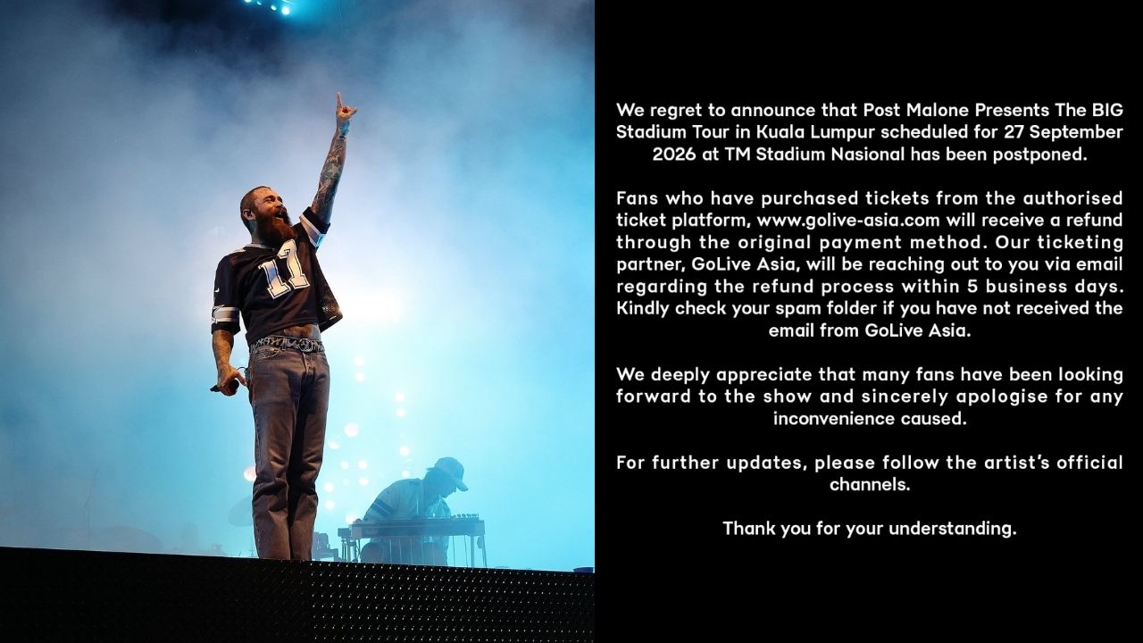 Post Malone’s Kuala Lumpur Concert Postponed Until Further Notice, Fans To Receive Refunds