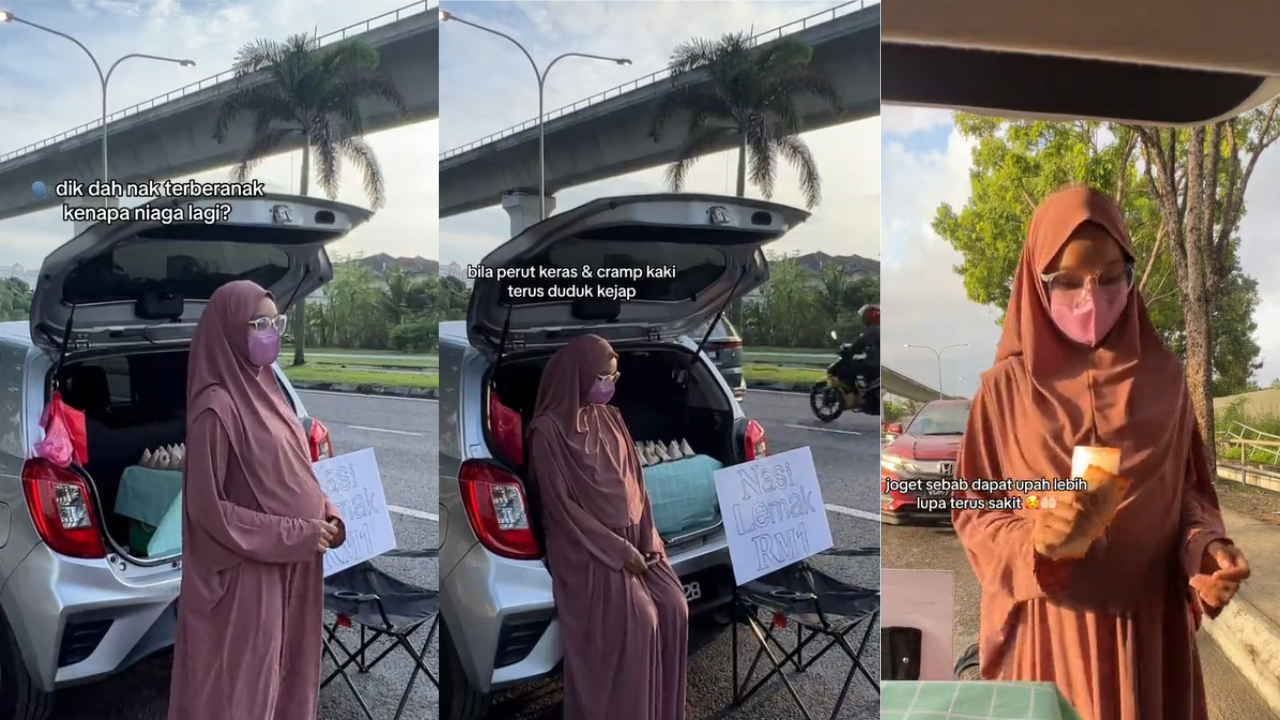 When a woman attempts to seek daily income by selling her own nasi lemak. 👍